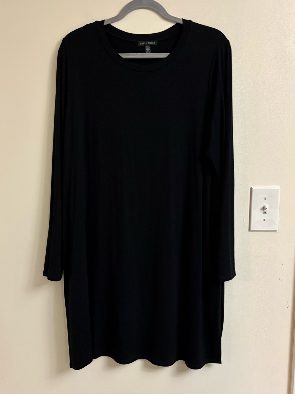 Eileen Fisher Tencel Jersey Knit Crew Neck Dress large Easy Fit sustainable min